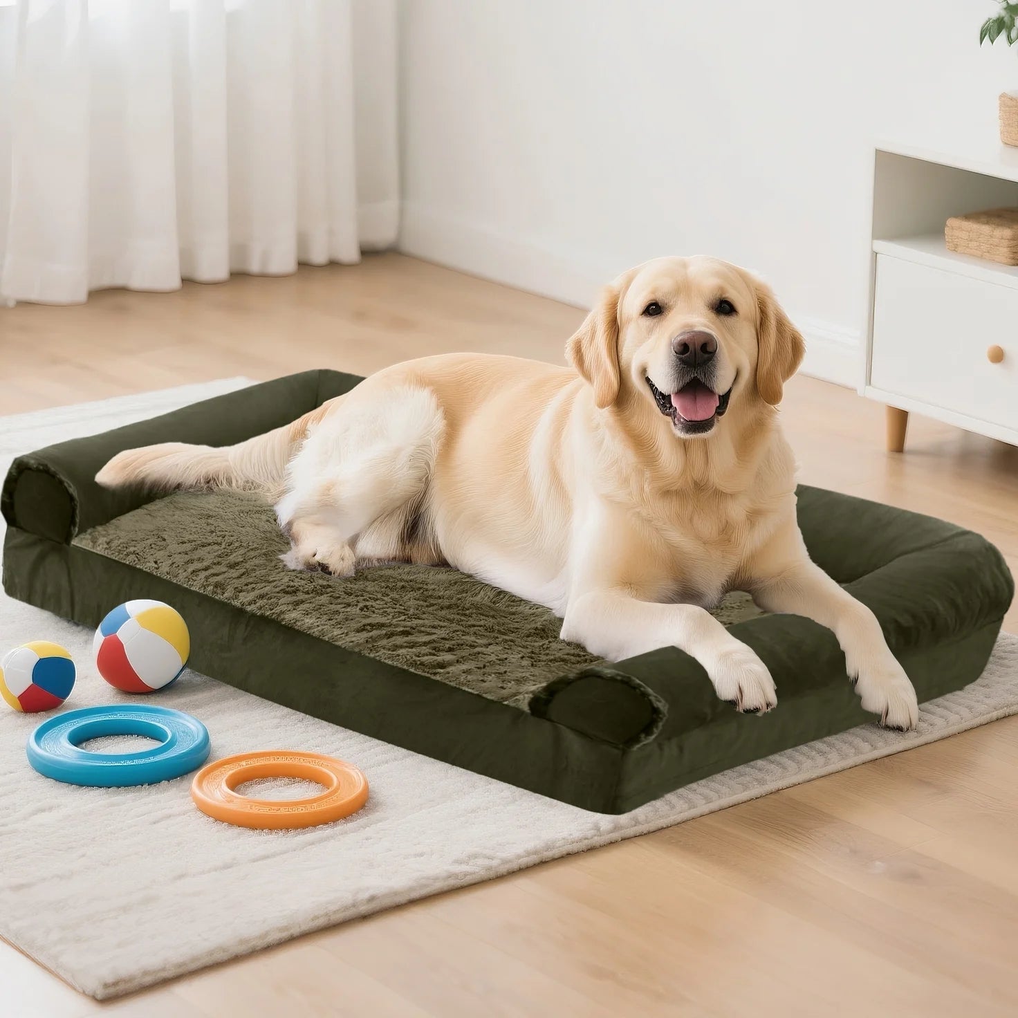 Dog Beds for Large Dogs Waterproof Orthopedic Large Dog Bed with Sides Non-Slip Bottom and Egg-Crate Foam Large Dog Pet Couch Sofa with Washable Removable Cover